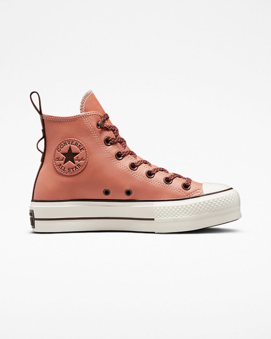 Women\'s Converse Chuck Taylor All Star Lift Tonal Leather High Top Platform Shoes Apricot | AU 1E89CL